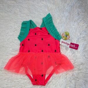 NWT PENELOPE MACK Baby Girl Swimsuit Red and Green Watermelon Sz 18M NWT